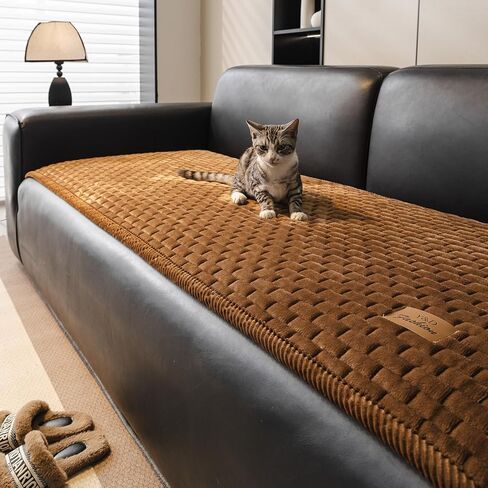 Couch Covers for Dogs Washable, Velvet Dog Couch Cover Protector, Fuzzy Plush Pet Sofa Cover for 2-3 Cushion Couch, Sofa Covers for Pets(1PC,Dark Brown,27.6"x70.9",2-3 Seater Sofa Pad Cover) in Kuwait