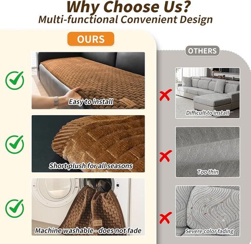 Couch Covers for Dogs Washable, Velvet Dog Couch Cover Protector, Fuzzy Plush Pet Sofa Cover for 2-3 Cushion Couch, Sofa Covers for Pets(1PC,Dark Brown,27.6"x70.9",2-3 Seater Sofa Pad Cover) in Kuwait