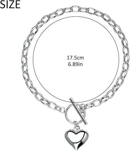 925 Sterling Silver Bracelets for Women Love Heart Bracelets Large Heart Chain Bracelet Fashion Jewelry Gifts for Mom Wife in Saudi Arabia