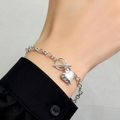 925 Sterling Silver Bracelets for Women Love Heart Bracelets Large Heart Chain Bracelet Fashion Jewelry Gifts for Mom Wife in Saudi Arabia