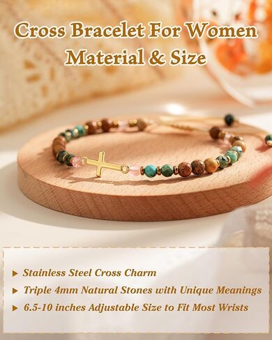 Christian Cross Bracelet for Women, Stocking Stuffers for Women, Confirmation Baptism Gifts, Unique Gift for Friends Mom Wife Aunt Sister in Christ on Birthday Christmas Valentine's Day in Saudi Arabia