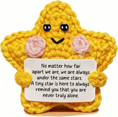 Yellow Star Emotional Support Crochet, Long Distance Relationship Gifts for Boyfriend Women Couple Girlfriend Coworker Handmade Positive Crochet Doll in Saudi Arabia