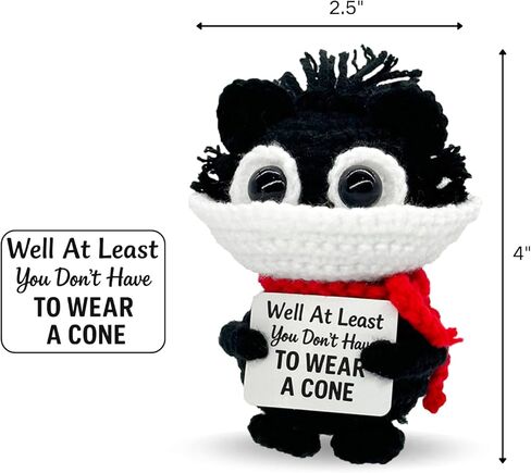 Well at Least You Don’t Have to Wear a Cone – Funny Crochet Cat Plush – Handmade Emotional Support Gift for Surgery Recovery, Vasectomy Humor, or Get Well Soon in Saudi Arabia