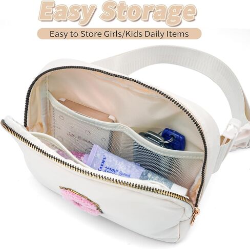 Birthday Gifts for 4 5 6 7 8 9 10 11 12 13 Year Old Girls,Gifts for Teens Kids Daughter Sister Her,Two Way Zipper Crossbody Bag Fanny Pack Belt Bag Cute Trendy Stuff - Cream,A in Saudi Arabia