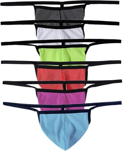 Men's T-Back Thong Smooth Fabric Low Rise Pouch Breathable Mini G-String Stretchy Underwear in Saudi Arabia