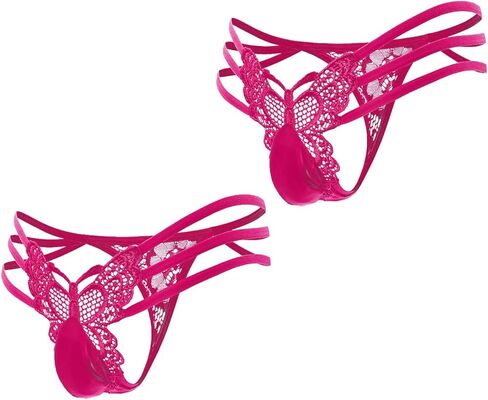 Mens Sexy Femboy Lingerie Sissy Butterfly Sheer Panties Low Rise Floral Lace G-String Lingerie Femboy Panties in Kuwait