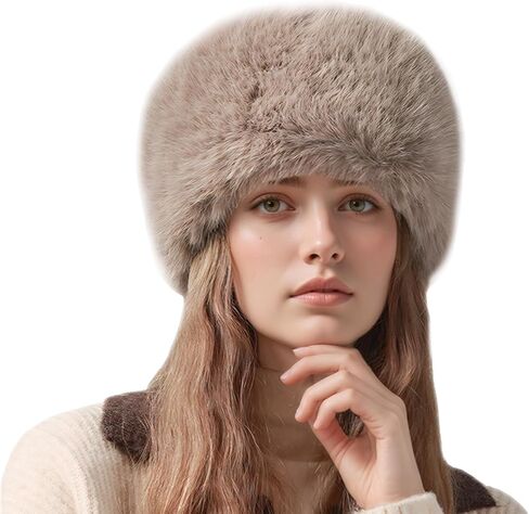SEAUR المرأة الشتاء الدافئ قبعة بحافة أفخم رقيق فو الفراء الروسية Ushanka قبعة الثلج قبعة صياد غامض in Saudi Arabia