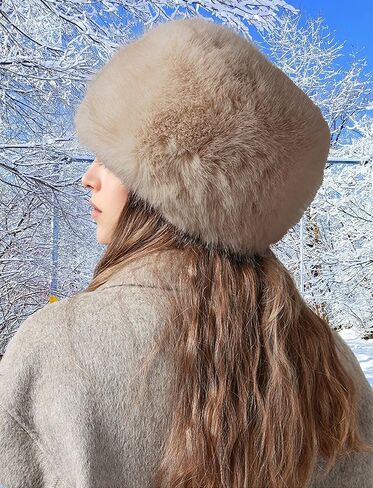 SEAUR المرأة الشتاء الدافئ قبعة بحافة أفخم رقيق فو الفراء الروسية Ushanka قبعة الثلج قبعة صياد غامض in Kuwait