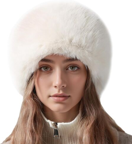SEAUR المرأة الشتاء الدافئ قبعة بحافة أفخم رقيق فو الفراء الروسية Ushanka قبعة الثلج قبعة صياد غامض in Kuwait