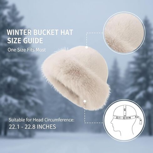 Womens Winter Faux Fur Bucket Hat, 2026 New Faux Fur Bucket Hat, for Cold Weather in Saudi Arabia