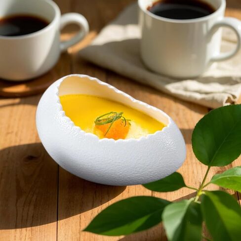 Egg Shape Ceramic Bowl - Large Decorative Serving Bowl for Soup, Cereal, Salad, Microwave & Dishwasher Safe White Porcelain Key Holder Catch Entryway Desk Decor Christmas gifts (12.85oz) in Kuwait