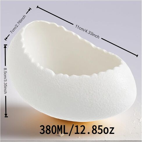 Egg Shape Ceramic Bowl - Large Decorative Serving Bowl for Soup, Cereal, Salad, Microwave & Dishwasher Safe White Porcelain Key Holder Catch Entryway Desk Decor Christmas gifts (12.85oz) in Kuwait