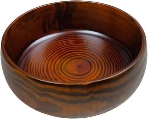 7.5" Solid Sour Jujube Wood Decorative Bowl with Swirling Grain, Hand-Carved from One Piece, Built to Last, Rustic Round Wooden Bowl for Entryway Table, Countertop Decor, 7.5" dia. x 3" H in Saudi Arabia