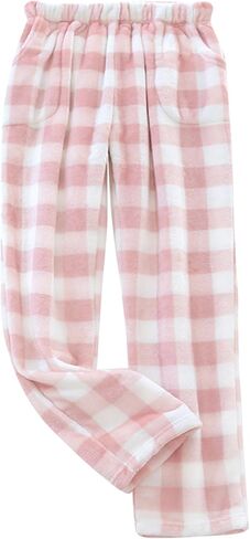 PEHMEA Winter Women's Plaid Pajama Pants with Pockets, Fluffy Fleece Cozy Pj Bottoms Thermal Lounge Sleepwear in Saudi Arabia