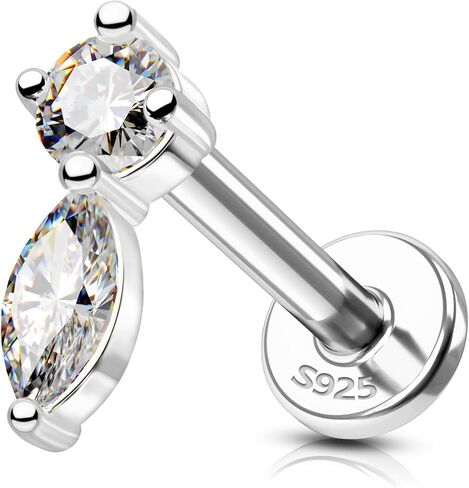 أقراط غضروف مطلية بالذهب عيار 14 قيراط من COCHARM 16G أقراط اللولب الزنمة الملولبة داخليًا 925 من الفضة الاسترليني مجوهرات ثقب الزنمة in Kuwait