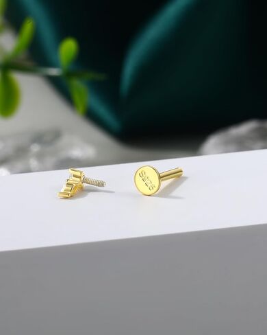 أقراط غضروف مطلية بالذهب عيار 14 قيراط من COCHARM 16G أقراط اللولب الزنمة الملولبة داخليًا 925 من الفضة الاسترليني مجوهرات ثقب الزنمة in Kuwait