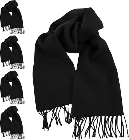 5 Pack Bulk Winter Scarves, Fleece Soft Lightweight Thermal Neck Wraps for Men, Women, Warm Cozy Cold Weather Accessories for School, Work, or Donation Black in Saudi Arabia