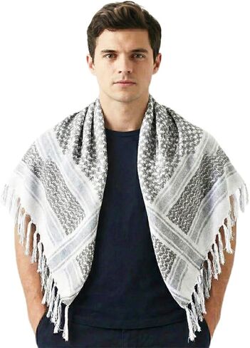 100% Cotton Palestinian Keffiyeh Scarf, Shemagh Tactical Scarf Head Neck Wrap for Men and Women in Saudi Arabia