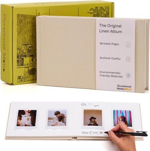 The Original 48 Pockets Classic Linen Hardcover Photo Album, Wedding Guest Book With Writing Space For Instax Square Film, SQ1, SQ6, SQ40 Cameras & Square Link Printer (Beige Cream, For Instax Square) in Saudi Arabia