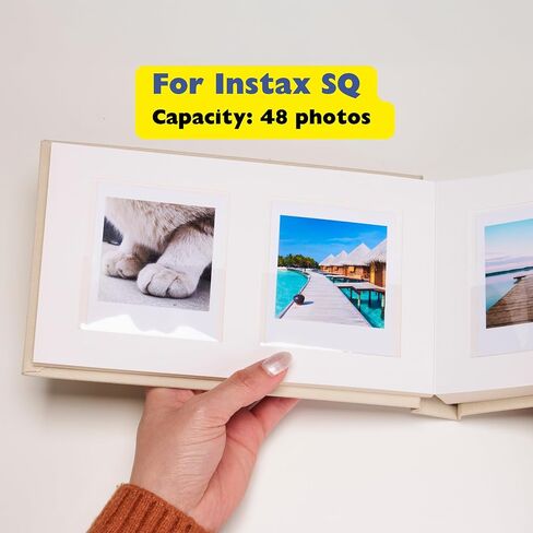 The Original 48 Pockets Classic Linen Hardcover Photo Album, Wedding Guest Book With Writing Space For Instax Square Film, SQ1, SQ6, SQ40 Cameras & Square Link Printer (Beige Cream, For Instax Square) in Saudi Arabia