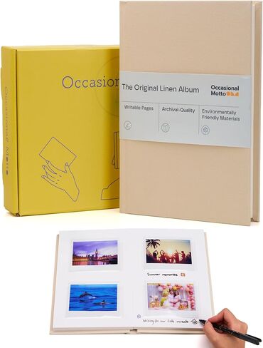 The Original 48 Pockets Classic Linen Hardcover Photo Album, Wedding Guest Book With Writing Space For Instax Square Film, SQ1, SQ6, SQ40 Cameras & Square Link Printer (Beige Cream, For Instax Square) in Saudi Arabia