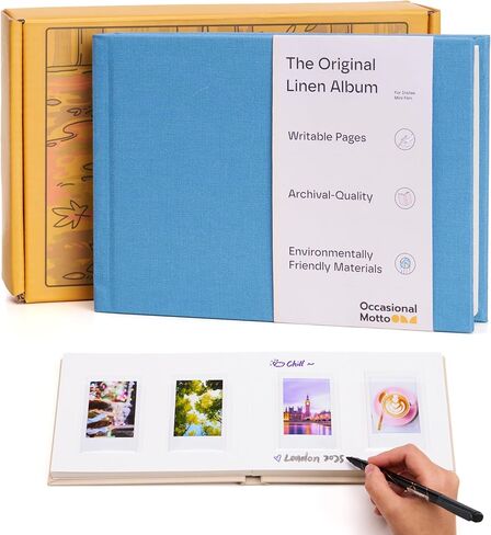 The Original 48 Pockets Classic Linen Hardcover Photo Album, Wedding Guest Book With Writing Space For Instax Square Film, SQ1, SQ6, SQ40 Cameras & Square Link Printer (Beige Cream, For Instax Square) in Saudi Arabia