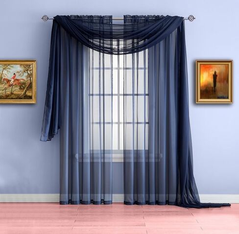 Empire Home Unlimited Solid Wide Window Sheer Scarf - 54" Wide X 216" Long (Crimson Red) in Saudi Arabia