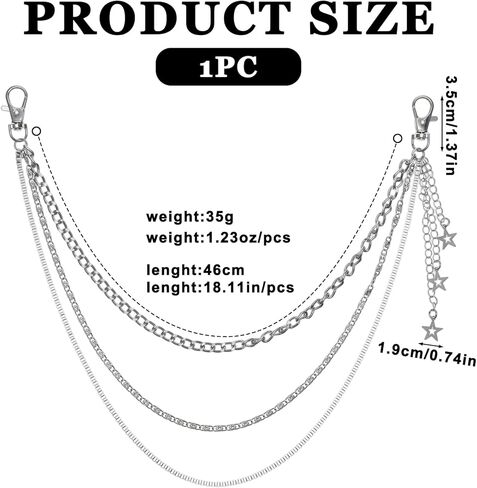 Pocket Pants Chain, Silver Wallet Chain Belt for Men Goth Punk Waist Chains Hip Hop Layered Jean Chains Belts Jewelry Accessory with Tassel for Women Men Pants Skirts in Saudi Arabia