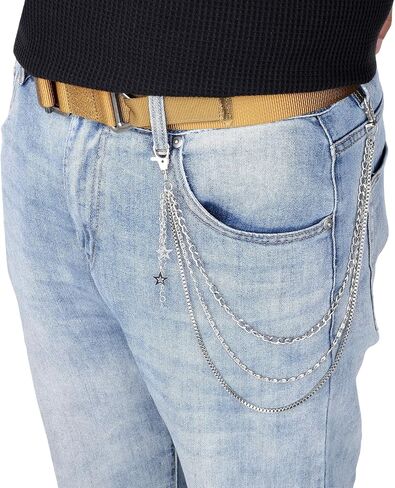 Pocket Pants Chain, Silver Wallet Chain Belt for Men Goth Punk Waist Chains Hip Hop Layered Jean Chains Belts Jewelry Accessory with Tassel for Women Men Pants Skirts in Saudi Arabia
