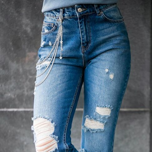 Pocket Pants Chain, Silver Wallet Chain Belt for Men Goth Punk Waist Chains Hip Hop Layered Jean Chains Belts Jewelry Accessory with Tassel for Women Men Pants Skirts in Saudi Arabia