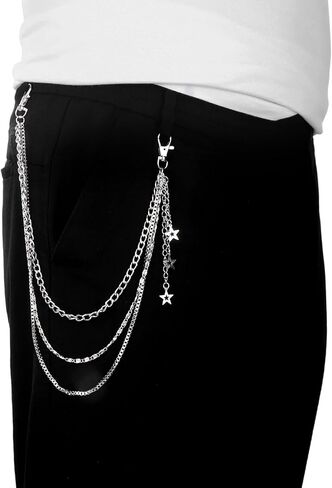 Pocket Pants Chain, Silver Wallet Chain Belt for Men Goth Punk Waist Chains Hip Hop Layered Jean Chains Belts Jewelry Accessory with Tassel for Women Men Pants Skirts in Saudi Arabia
