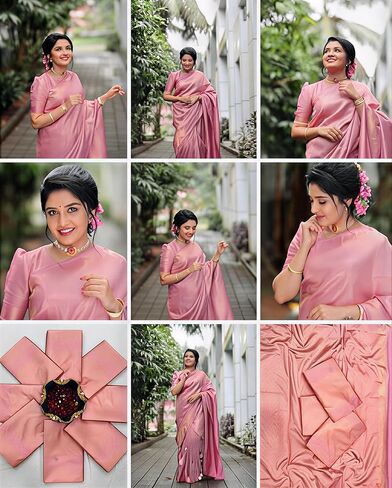 Women's Banarasi Soft Litchi Silk Saree With Unstitche Blouse Piece in Kuwait