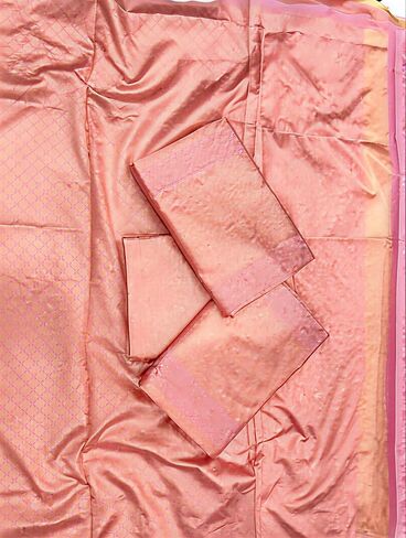 Women's Banarasi Soft Litchi Silk Saree With Unstitche Blouse Piece in Kuwait