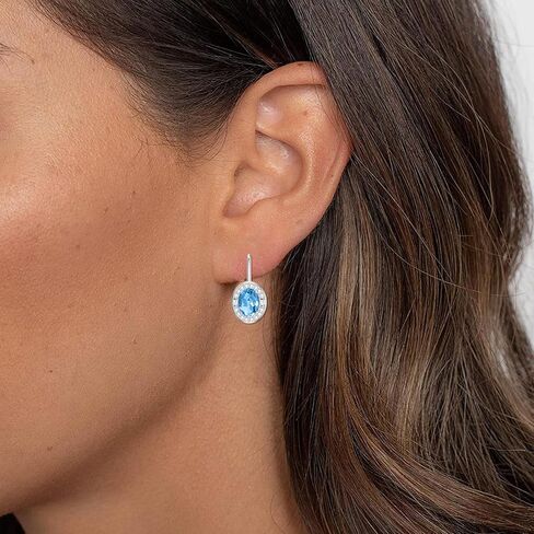 Natural 9 * 7mm Gemstone Halo Earrings Collection - 925 Sterling Silver Oval Cut Leverback Earrings Anniversary Jewelry Gifts for Women in Saudi Arabia