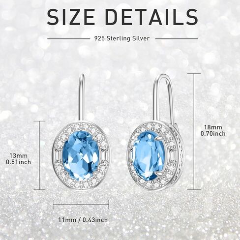 Natural 9 * 7mm Gemstone Halo Earrings Collection - 925 Sterling Silver Oval Cut Leverback Earrings Anniversary Jewelry Gifts for Women in Saudi Arabia