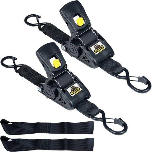 Retractable Ratchet Straps,1" x 10' Heavy Duty Ratchet Straps Self Retractable Tie Down Straps with Soft Loops for Motorcycle, Truck,Trailer(4-Pack) in Kuwait