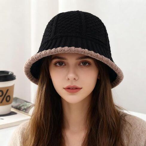 Women's Knitted Bucket Hats, Stylish Winter Warm Fisherman Cap, Winter Headwear in Saudi Arabia