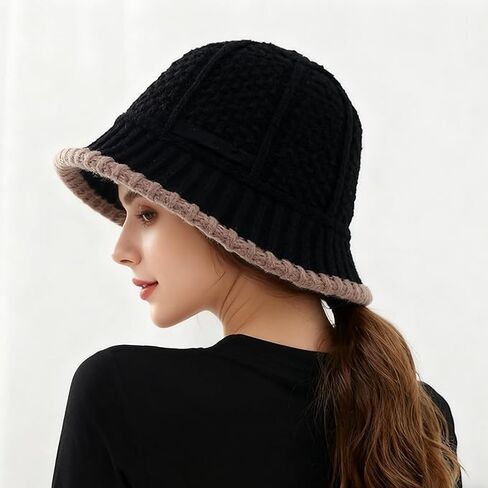 Women's Knitted Bucket Hats, Stylish Winter Warm Fisherman Cap, Winter Headwear in Saudi Arabia