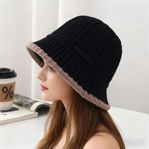 Women's Knitted Bucket Hats, Stylish Winter Warm Fisherman Cap, Winter Headwear in Saudi Arabia