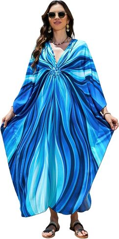 Kaftan Dresses Printed Moo Moos for Women Plus Size Mrs Roper Caftan Batwing Nightgowns Lounge Summer Beach Cover Ups in Saudi Arabia