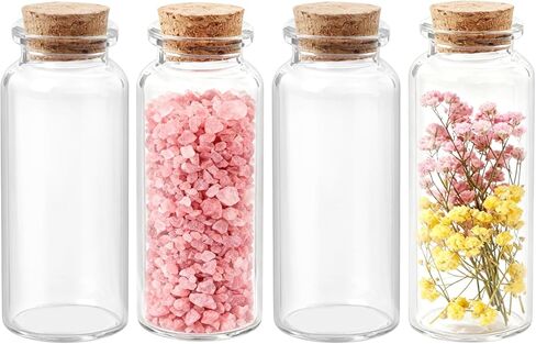 BLMHTWO 4PCS 30ml Mini Glass Bottles with Cork, Clear Tiny Bottles with Cork Glass Vials Extra Mini Jar with Lids for DIY Art Crafts Project Jewelry Pendant Party Favors in Saudi Arabia