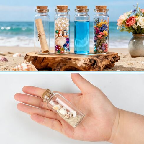BLMHTWO 4PCS 30ml Mini Glass Bottles with Cork, Clear Tiny Bottles with Cork Glass Vials Extra Mini Jar with Lids for DIY Art Crafts Project Jewelry Pendant Party Favors in Saudi Arabia