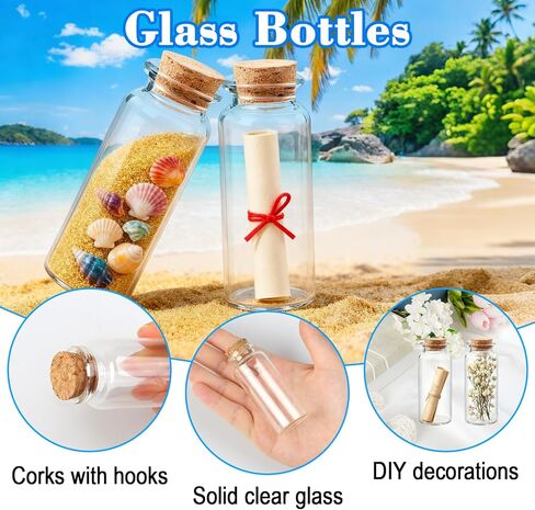 BLMHTWO 4PCS 30ml Mini Glass Bottles with Cork, Clear Tiny Bottles with Cork Glass Vials Extra Mini Jar with Lids for DIY Art Crafts Project Jewelry Pendant Party Favors in Saudi Arabia