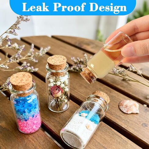 BLMHTWO 4PCS 30ml Mini Glass Bottles with Cork, Clear Tiny Bottles with Cork Glass Vials Extra Mini Jar with Lids for DIY Art Crafts Project Jewelry Pendant Party Favors in Saudi Arabia