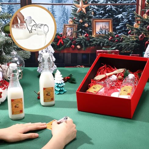 12 Sets Christmas Coquito Swing Top Glass Bottles 8.5 oz Square Flip Top Brewing Bottles with Pine Needle Stickers for Home Brewing Liqueur DIY Gifts Wedding Christmas Party Favors in Saudi Arabia