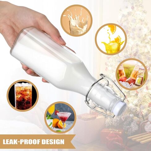 12 Sets Christmas Coquito Swing Top Glass Bottles 8.5 oz Square Flip Top Brewing Bottles with Pine Needle Stickers for Home Brewing Liqueur DIY Gifts Wedding Christmas Party Favors in Saudi Arabia