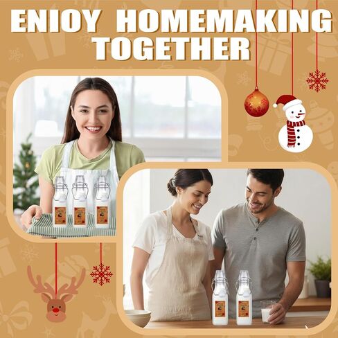 12 Sets Christmas Coquito Swing Top Glass Bottles 8.5 oz Square Flip Top Brewing Bottles with Pine Needle Stickers for Home Brewing Liqueur DIY Gifts Wedding Christmas Party Favors in Saudi Arabia