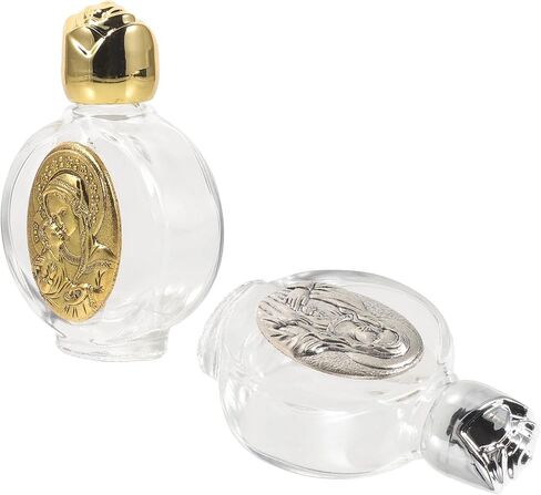 BESPORTBLE 2pcs Small Glass Holy Water Bottles Set, Refillable Clear Holy Water Containers for Home Prayer And Religious Ceremony in Saudi Arabia
