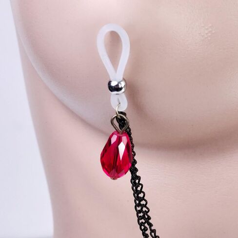 Gothic Red Crystal Lace Choker Necklace Adjustable Non-Piercing Fake Nipple Rings Nipple Noose Black Lace Body Chain Sexy Women Clothing Accessories in Saudi Arabia