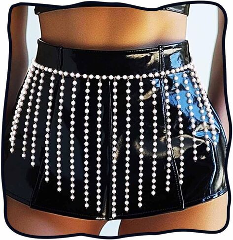 DRESBE Pearl Tassel Body Chains Bikini Belly Waist Chain Summer Beach Body Accessories for Women in Saudi Arabia